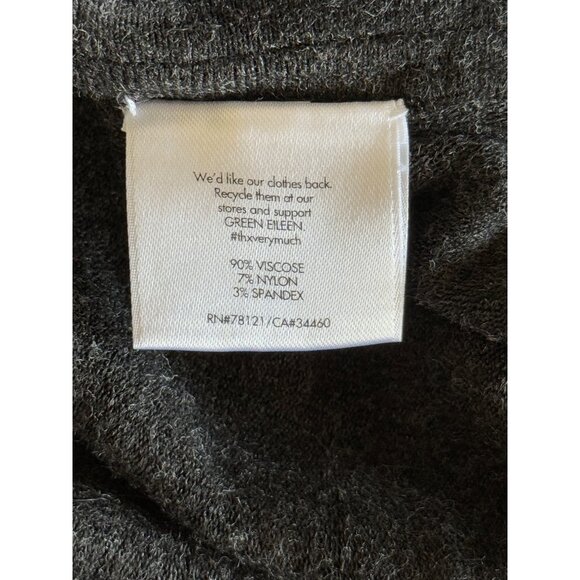 Eileen Fisher Women's Hooded Knit Sweater Tunic Poncho Italian Yarn Charcoal M/L - Picture 7 of 8